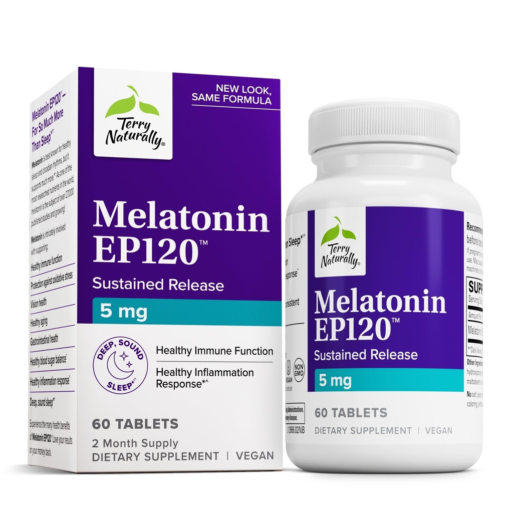 テリー自然にメラトニンEP 120 5mg - 抗酸化剤と睡眠サポートサプリメント - 健康な睡眠のためのグルテンフリーサプリメント - エイドヘルシーエイジング&免疫健康への栄養補助食品 - 60錠