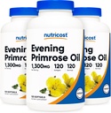 Nutricost Evening Primrose Oil 1,300mg, 120 Softgels (3 Bottles) - Non-GMO, Gluten Free, 120 Servings
