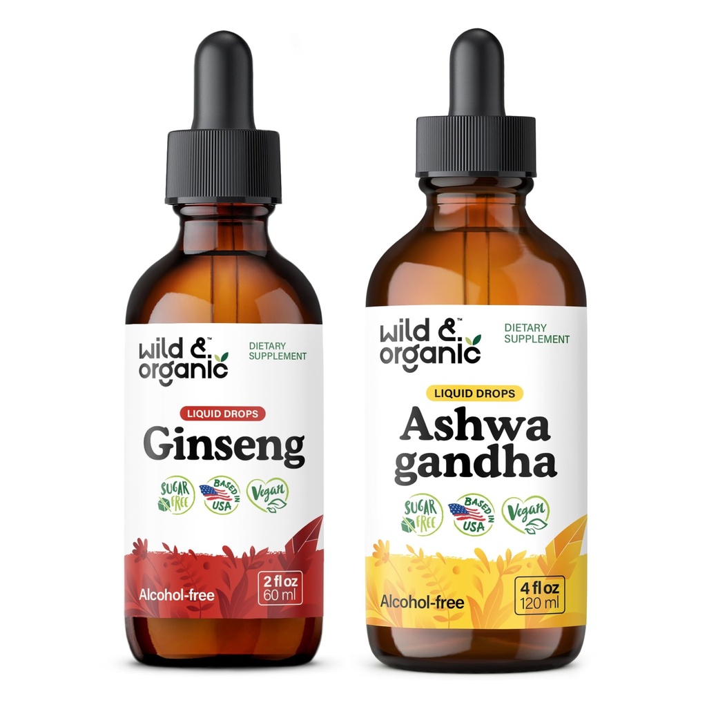 ワイルド&オーガニック ジンセン チンチュール 2 fl oz & Ashwagandha チンチュール 4 fl oz