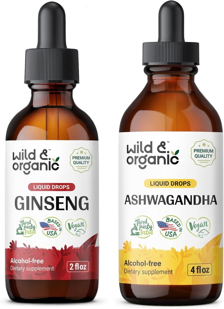 ワイルド&オーガニック ジンセン チンチュール 2 fl oz & Ashwagandha チンチュール 4 fl oz