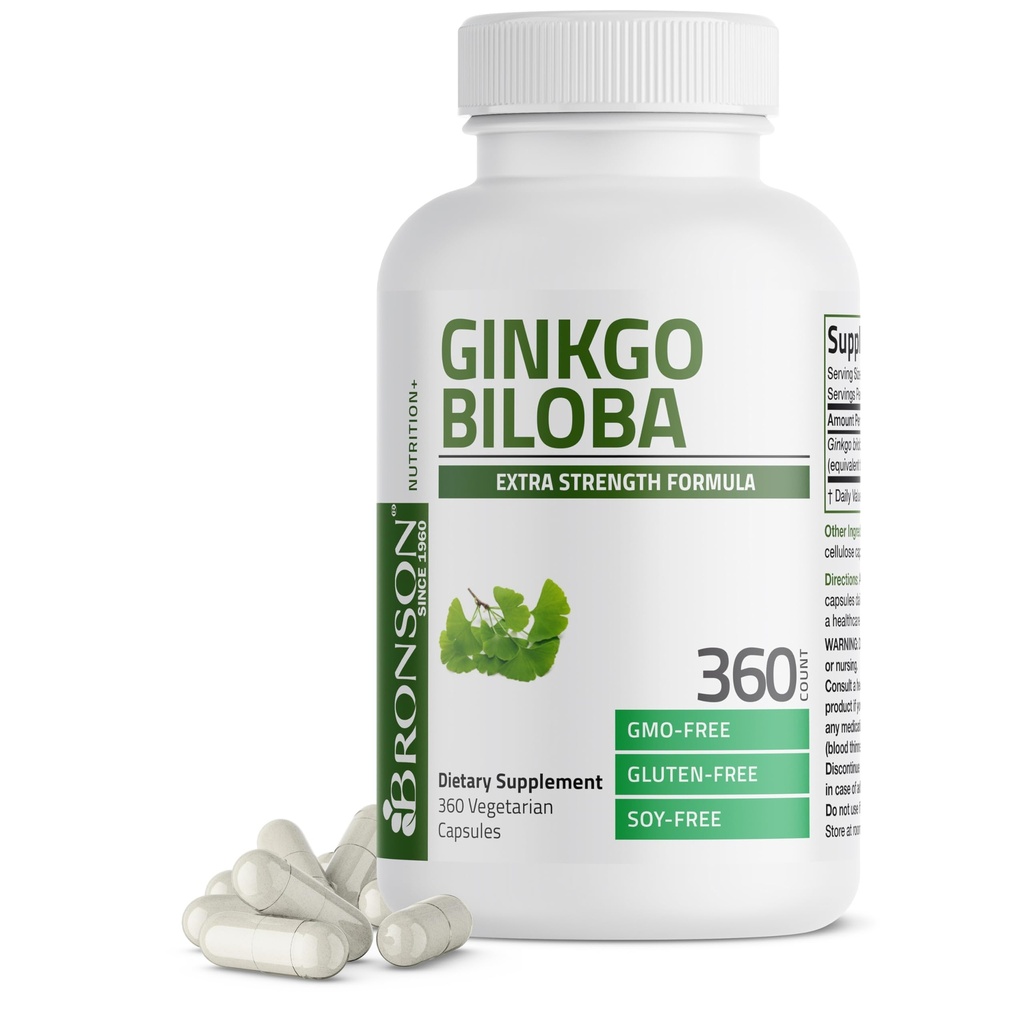 Bronson Ginkgo Bilobaの余分強さは頭脳機能及び記憶サポート、360のベジタリアンのカプセルを支えます