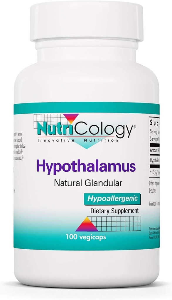 Nutricology Hypothalamus の補足 - Endocrine サポート、自然な Glandular、500mg Adrenal サポート、Adrenal の Pituitary、Adrenal の腺機能、Bovine、凍結乾燥させて、ベジカプス - 100 の計算