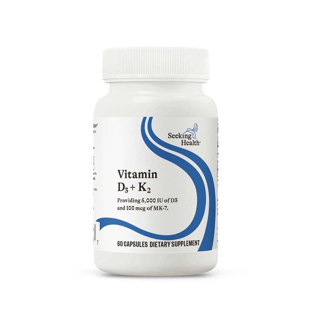 ビタミンD3 + K2 - ビタミンD3(Cholecalciferol)とビタミンK2(Menaquinone-7) - ベジタリアンビタミンD&Kサプリメント - 60カプセル