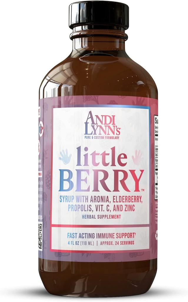Andi LynnのLittleBerry、Elderberry Syrup for Kids - オーガニックビタミンC&亜鉛、ハーブサプリメント - 免疫サポート、4oz - 子供のウェルネスのための純粋なエルダーベリーシロップ