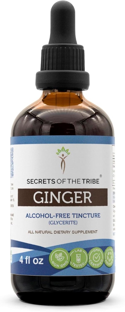 Tribe Ginger Tinctureアルコールフリーエキス、ジンジャー(Zingiber officinale)ドライルート4 OZの秘密