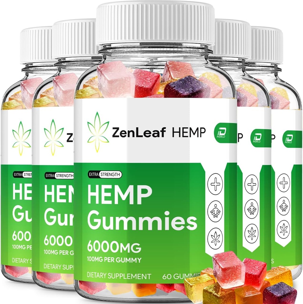 禅の葉の麻のガミー - 麻の種子のエキスのZenLeaf Hemp Gummies Tinnitusの草の補足、健康およびウェルネスサポート、すべての自然な禅の葉の麻のガミー(5パック - 300のガミー)