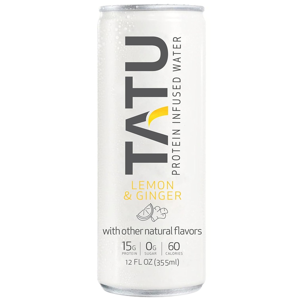TATU Ready-To-Drinkタンパク質注入水レモンジンジャー24パック。 ホエイプロテインの15グラム、砂糖0グラム、60カロリーのみ。 レモンジンジャーとオレンジマンゴー。 グルテンフリー、乳糖フリー。