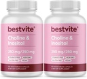 BESTVITE Choline Inositol 500mg (240 Vegetarian Capsules) (120 x 2) - No Stearates - No Dicalcium Phosphate - No Fillers - Vegan - Non GMO - Gluten Free