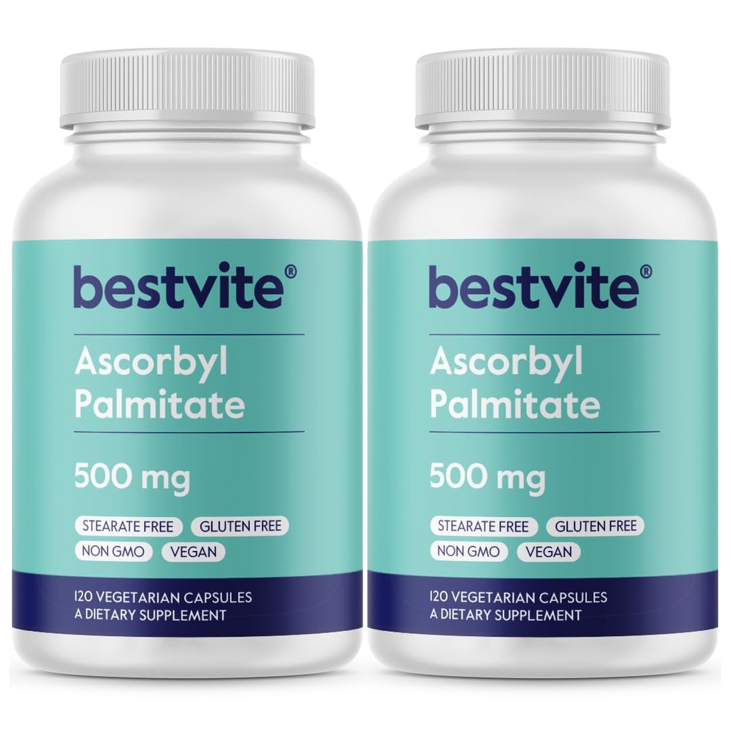 BESTVITE Ascorbyl Palmitate 500mg (240 ベジタリアンカプセル) (2-パック) - なし 充填剤 - フローエージェントなし