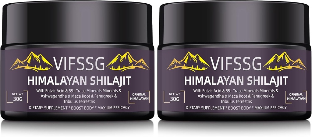 700 Mg のシラジットの補足、自然で有機的なシラジットの樹脂の補足、シラジットのヒマラヤの有機性、エネルギー サポート、60のグラム、2パックのための4つのin-1の複合体が付いている金の等級の性質のシラジット