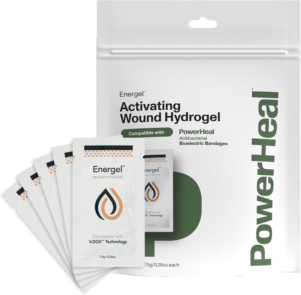PowerHeal Energel Hydrogel - あなたの傷を覆い、助けを維持し、カット、研磨剤、Blisters、焼跡、スクレープ、外科的化粧水、潰瘍などのための水分を提供する - 5パック、0.26 Oz 各
