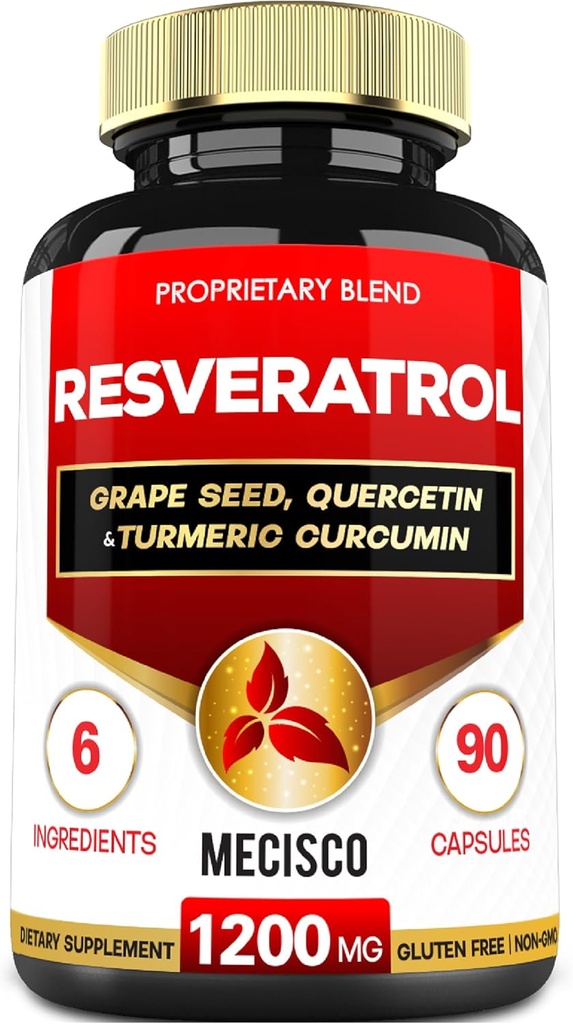 ブドウ種子、ミルクアザミ、およびより多くのトランスレスベラトロールサプリメント - Resveratrol - 6免疫システム、心の健康、体管理のためのハーブサポート - 90カプセル