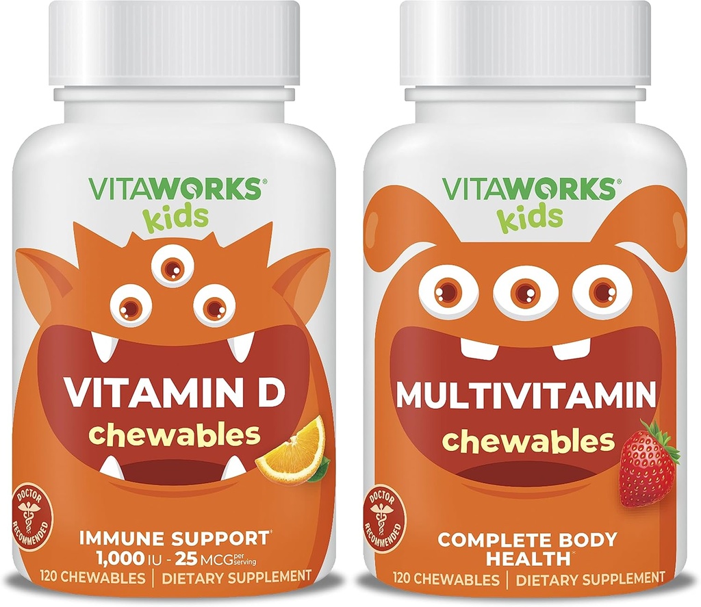 子供のビタミンD3 1000 IUのChewables + MultivitaminのChewablesの束
