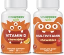 子供のビタミンD3 1000 IUのChewables + MultivitaminのChewablesの束