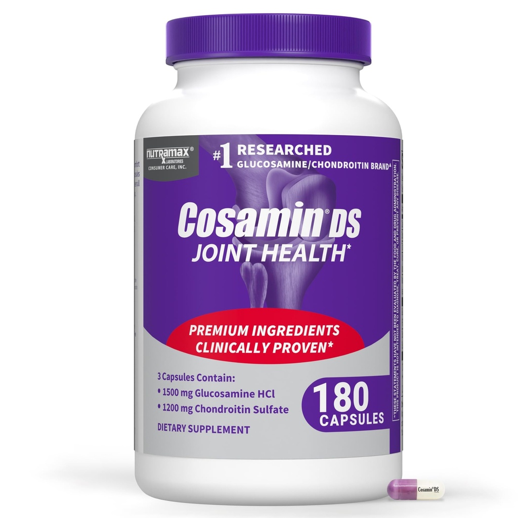 Nutramax ラボラトリーズ Cosamin® DS 共同健康サプリメント Glucosamine & Chondroitin for Men’s & Women's Joint Health, 180 カプセル