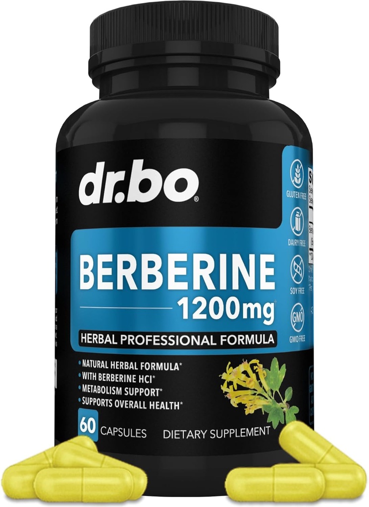 Berberineの補足のカプセル-健康なMetabolicサポートのための1200mg Berberine HCLの補足-女性及び人の純粋なサポート カプセルの補足のための優れた自然な複合体- 60の丸薬