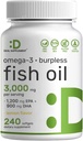 DEAL SUPPLEMENT Omega 3 魚油サプリメント, サービングあたり 3,000 mg, 240 Softgels – EPA 1,200mg + DHA 900mg – Burpless ピル, レモン風味, ワイルドキャッチ – 脳 & ハートサポート – Mercury 無料で, 非GMO