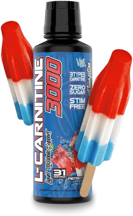 L-カルニチン3000液 | 3000 mgのカルニチンサプリメント | 男性と女性に優しいゼロカロリーゼロ糖 Keto – グレートテイスティング|31のサービング(パトリオポップ、16のフレッド)