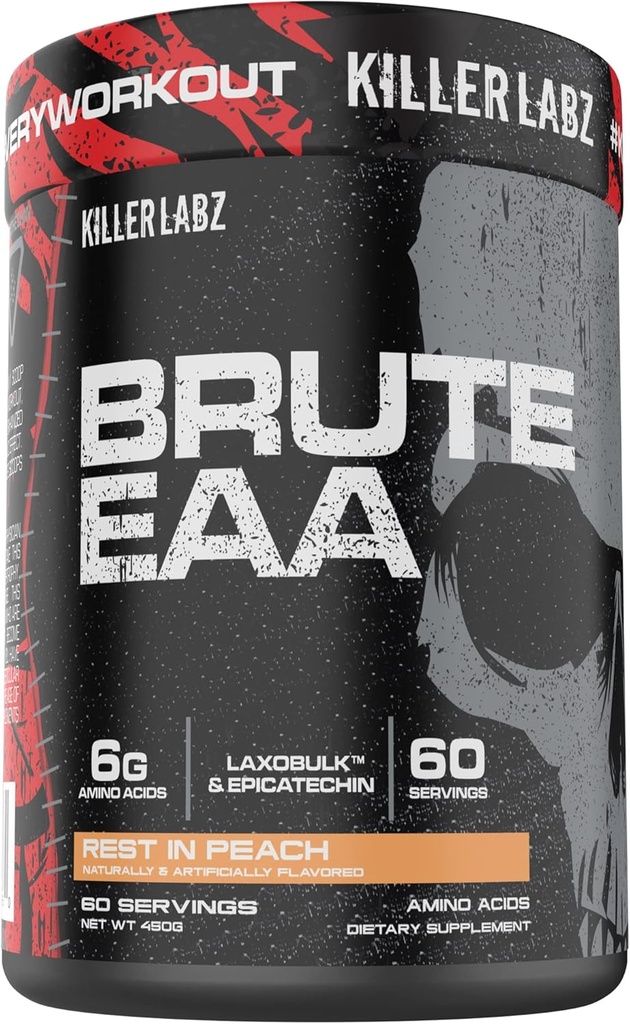 KILLER LABZブルート EAA 分岐鎖&エッセンシャルアミノ酸 | 6g のアミノ 回復を加速し、リーンマス 利益 60 便益 (ピーチで一番)