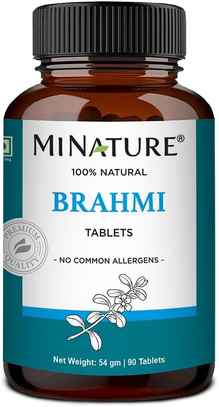 ブラフミ錠 - 90錠、1000mg |45日サプライ | by mi Nature | 100%ナチュラルブラフミ錠 | ヴィーガン | バコパモニーリ | インドから
