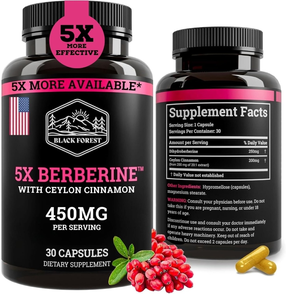 黒い森5X BerberineはDihydroberineの補足(Super Berberine Now 5Xより有効なより規則的なBerberine HCL)のCeylon Cinnamonの最もよいDihydroberine - BerberineのPhytosomeに類似した