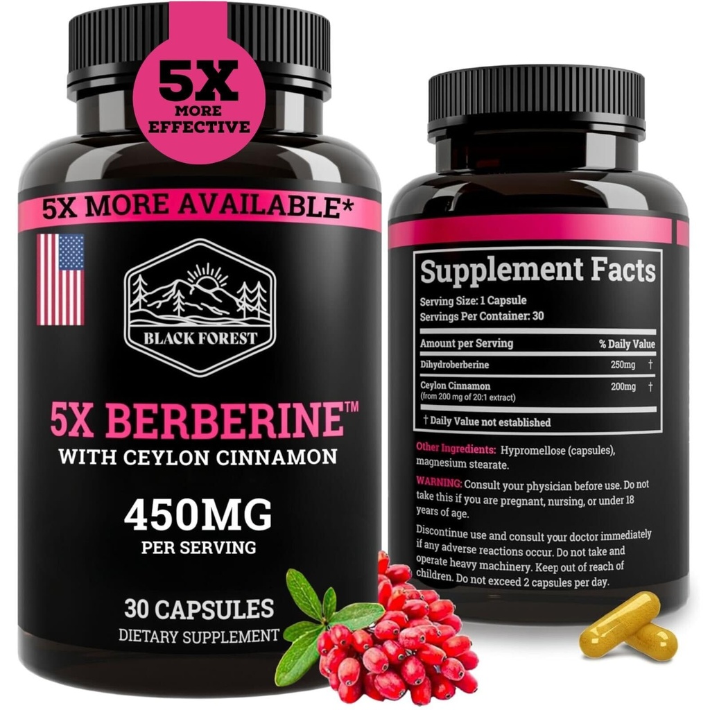 黒い森5X BerberineはDihydroberineの補足(Super Berberine Now 5Xより有効なより規則的なBerberine HCL)のCeylon Cinnamonの最もよいDihydroberine - BerberineのPhytosomeに類似した