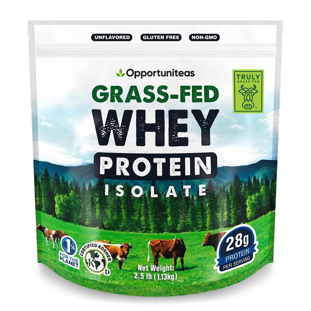 Opportuniteasの草はWheyの隔離蛋白質の粉-人工的な甘味料、ホルモンなしの牛、非GMO - 2.5lbなしで28g蛋白質の粉を溶かします