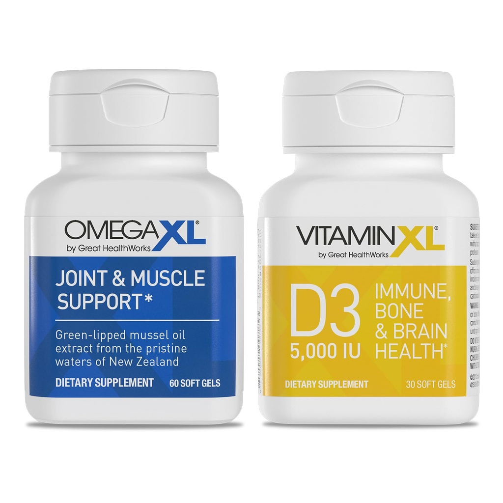 OmegaXLの共同サポート補足- 60のSoftgels及びビタミンXL D3の高い効力の毎日のビタミンD 5000 IU 125mcgの免疫学サポート補足(30のSoftgels) - 2のパック