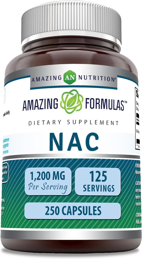 アメイジングフォーミュラ NAC (N-アセチル-L-Cysteine) サプリメント | 600 Mg / サービング | 250カプセル | 非GMO | グルテンフリー | アメリカ製