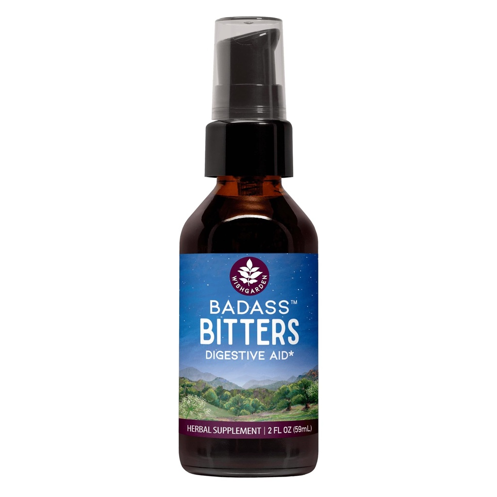 WishGarden Herbs Badass Bitters - Gentian Root、オレンジピール&フェヌグリークシードで作られたオールナチュラル消化器ビター、消化器用ビター機能、スウェーデンビター、2oz