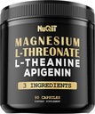 Magnesium L-Threonate 1500mg L-Theanine 200mg Apigenin 100mg Supplement - 90 Capsules - Impressive Benefits for Concentration, Comfortable Mind & Brain Health - 10% Purified Elemental Magnesium