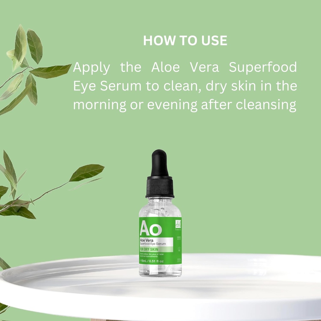 Dr Botanicals Aloe Vera Eye Serum | Eye Serum for Dark Circles and Puffiness - Hydrating and Soothing Formula for Plump - Reduce Puffiness and Fine Lines | Under Eye Serum | 0.15 fl oz