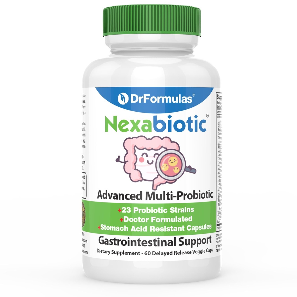 DrFormulasのレディース&男性のための最高のプロバイオティクス | Saccharomyces Boulardii、Lactobacillus Acidophilus、B.乳製品、プレバイオティック60カウントカプセル(真珠ではない)