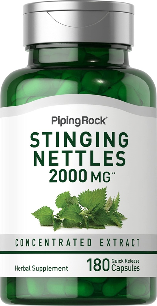 パイピング・ロック・ストリング・ネトル・カプセル 2000mg | 180Pills | 濃縮リーフ・エキス | 非GMO&グルテンフリーハーブ・サプリメント