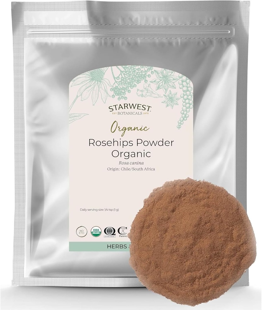 Starwest Botanicals Rosehipsパウダーオーガニック - 乾燥ハーブティー&ベーキング、ファインリーグラウンド、ビタミンCの天然由来、認定コーシャ、非GMO - バルク1ポンドバッグ