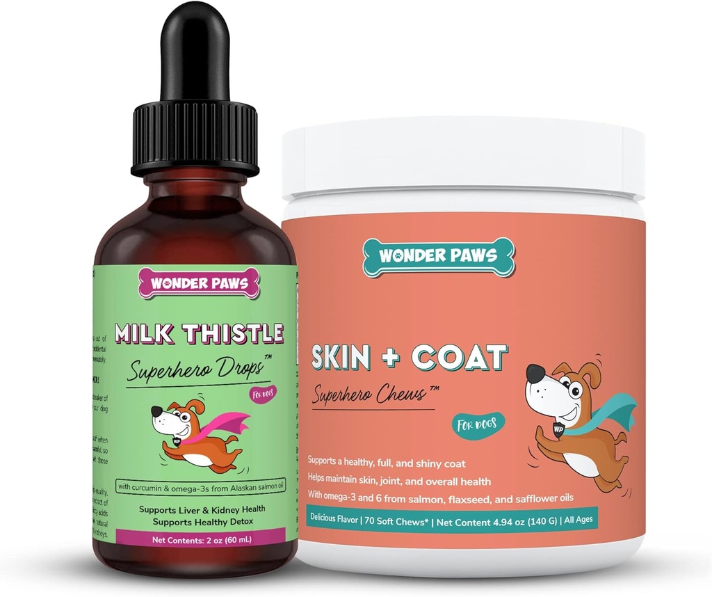 ワンダー PAWS ミルクのこの薬は皮 + コートの柔らかい咀嚼-犬の肝臓および腎臓サポート、デトックス及び皮およびコートの健康のための-ミルクのこの薬 2 のオウンス-皮 + コート 70 の咀嚼を落とします