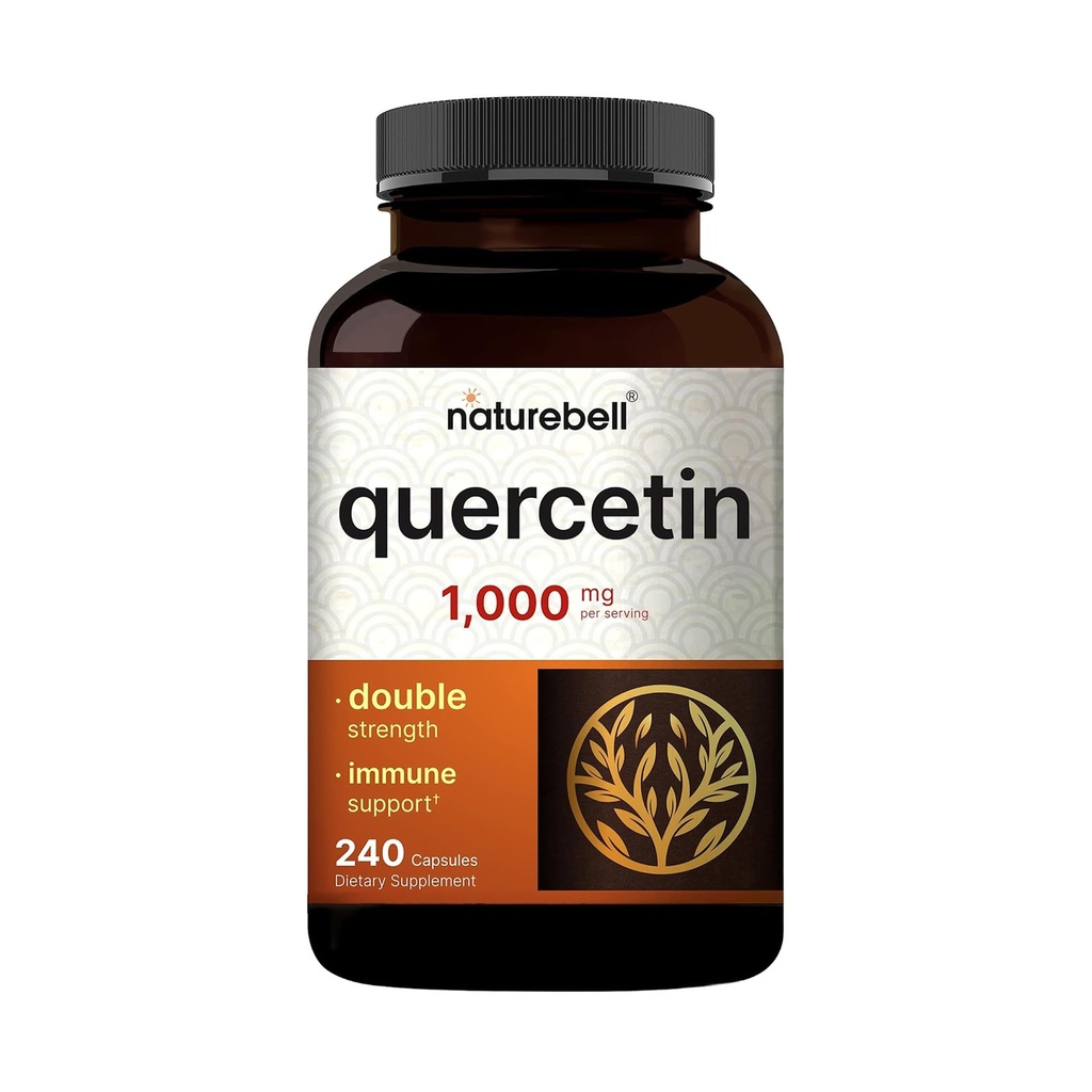 NatureBell Quercetin 1,000mg / サービングあたり 240 カプセル | 免疫サポートのための超強度バイオフラボンドサプリメント | サードパーティ製、非GMO、グルテンフリー