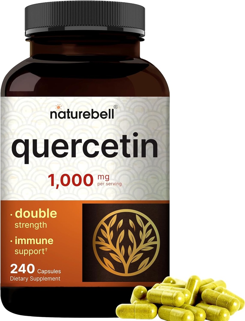 NatureBell Quercetin 1,000mg Per Serving, 240 Capsules | Ultra Strength Bioflavonoid Supplement for Immune Support | Third-Party Tested, Non-GMO, Gluten-Free