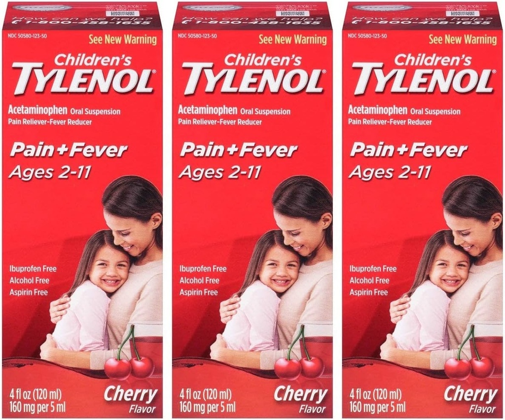 TylenolのチェリーのLyqのサイズ4のFlのoz Tylenolの子供のチェリーの送風3の口頭懸濁液のパック