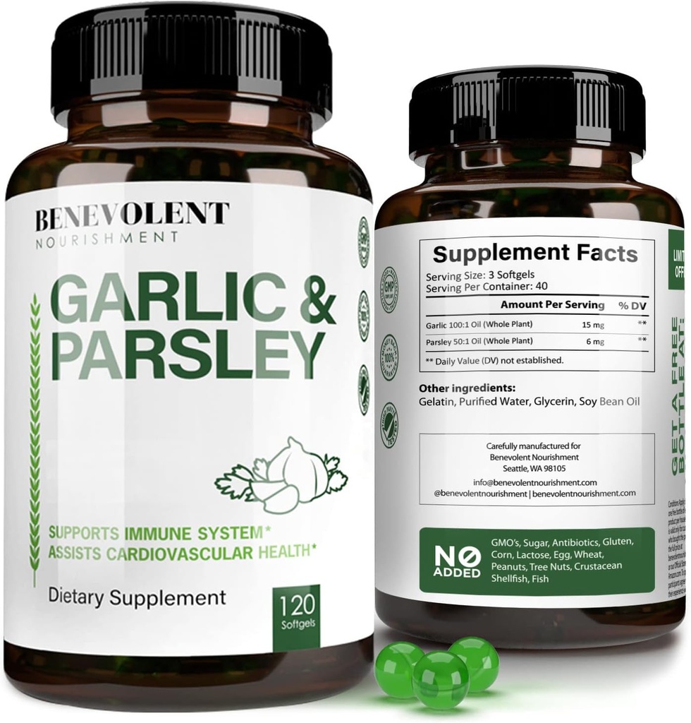 Benevolent のニンニクは無臭- 1500 MG の老化させたエキスのオイル カプセル、120 の Softgels - Antioxidant の免除サポート ニンニクの丸薬及び健康なコレステロールのレベルを促進します-非 GMO 40 日の供給