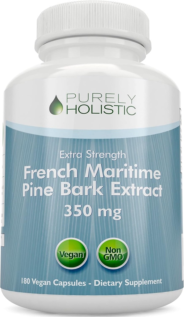 純粋にHolisticのパインの樹皮のエキス350mg 180のビーガン カプセル95% Proanthocyanidins -フランスのマリタイムのパインの樹皮のエキス-非GMO及び殺虫剤の自由な酸化防止補足