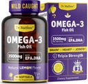 Omega-3 魚油, 3500 mg, ハイEPA & DHA – 魚の味なし, 飲みやすい, 自然なレモン – 心臓をサポート, 脳 & 関節の健康 – 90 ソフトゲル – ワイルドキャッチ.