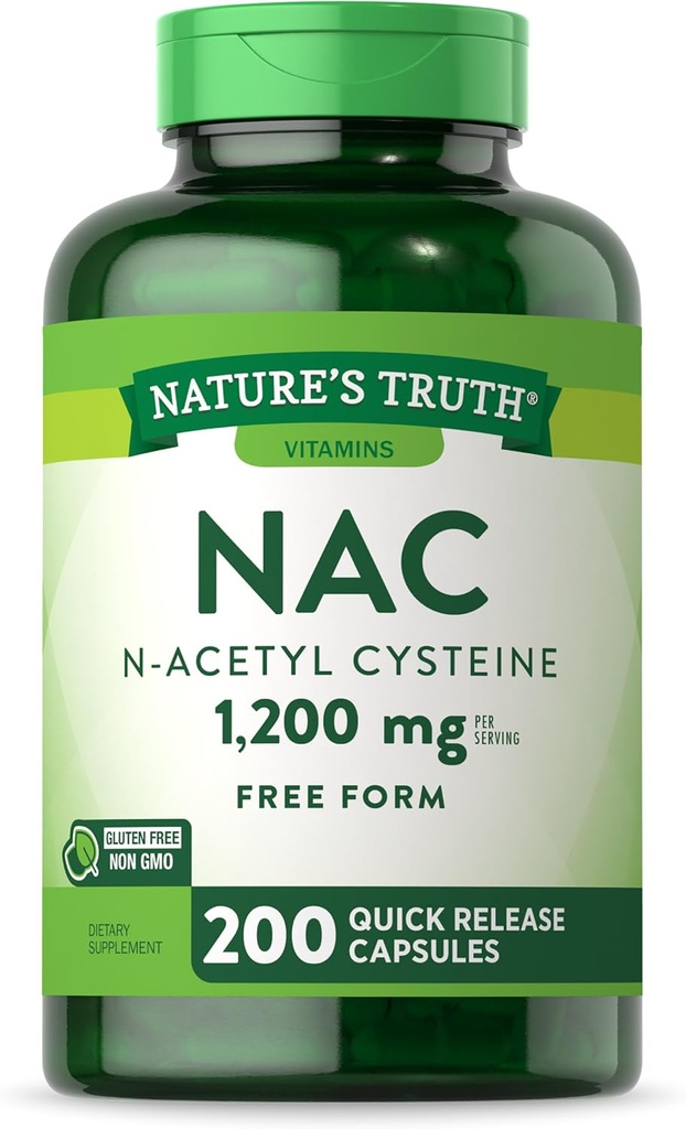 自然の真理NAC N-アセチル Cysteine | 1,200mg | 200カプセル | 無料のフォームアミノ酸 | 非GMO&グルテンフリーサプリメント