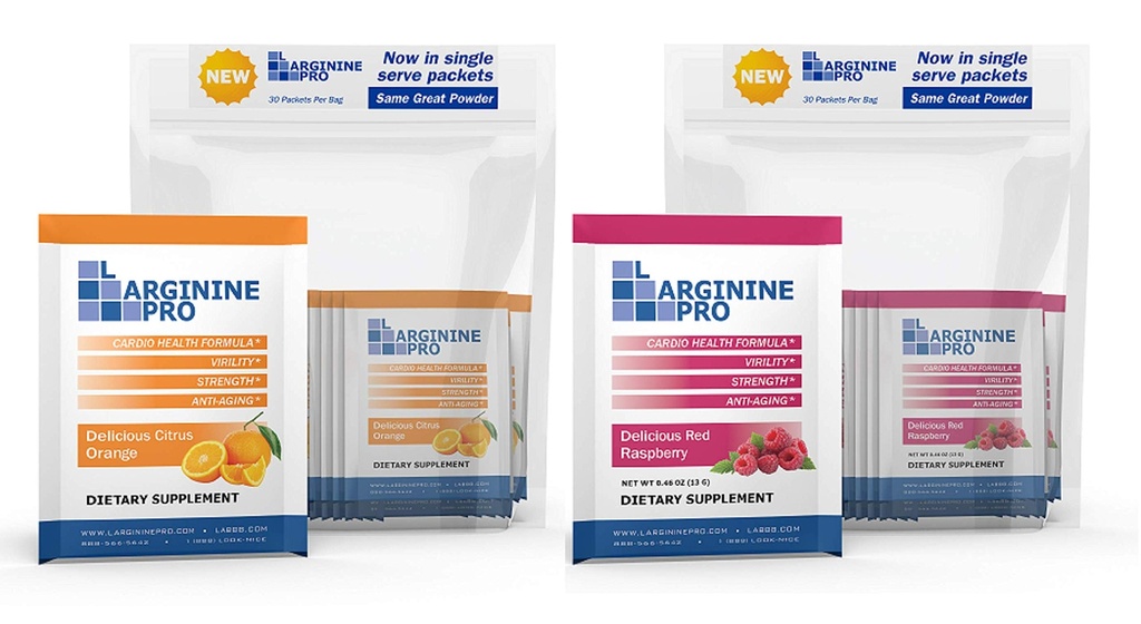 L-ARGININE PRO サプリメントパウダー | 60 パケット シングル サーブ トラベル サイズ | 5,500 L-アルギニン プラス 1,100 mg L-シトルリン, ラズベリー & オレンジ