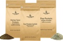 PURE ORIGINAL INGREDIENTSのエンドウ豆の蛋白質の粉、大豆蛋白質の粉、および麻の種の蛋白質の粉の束、各1ポンドの大豆及びシェイクス、ビーガン
