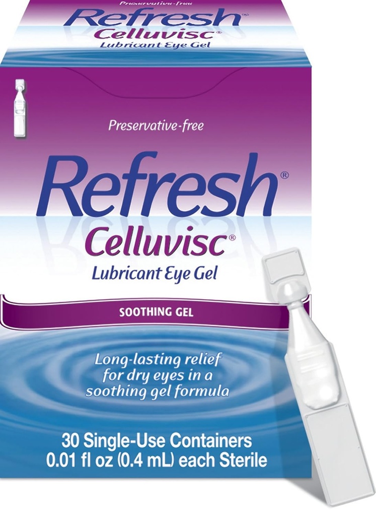乾いた目、防腐剤なしの低下、0.01 Fl Ozの単一使用容器、30の計算のためのCelluviscの潤滑油の目のゲルを新たにして下さい
