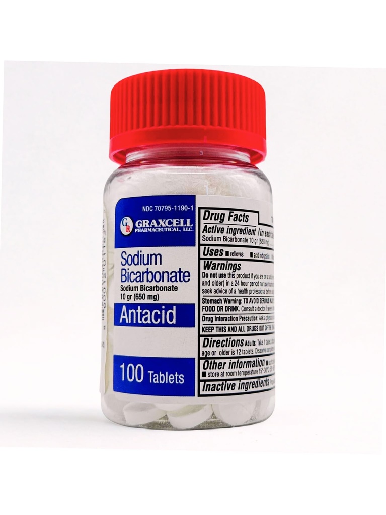 ナトリウムビカルト錠 |USP 650mg (10粒) | 酸性消化、心焼け、胃のサワー & 胃腸 | 腎臓の健康 | 100 カウント