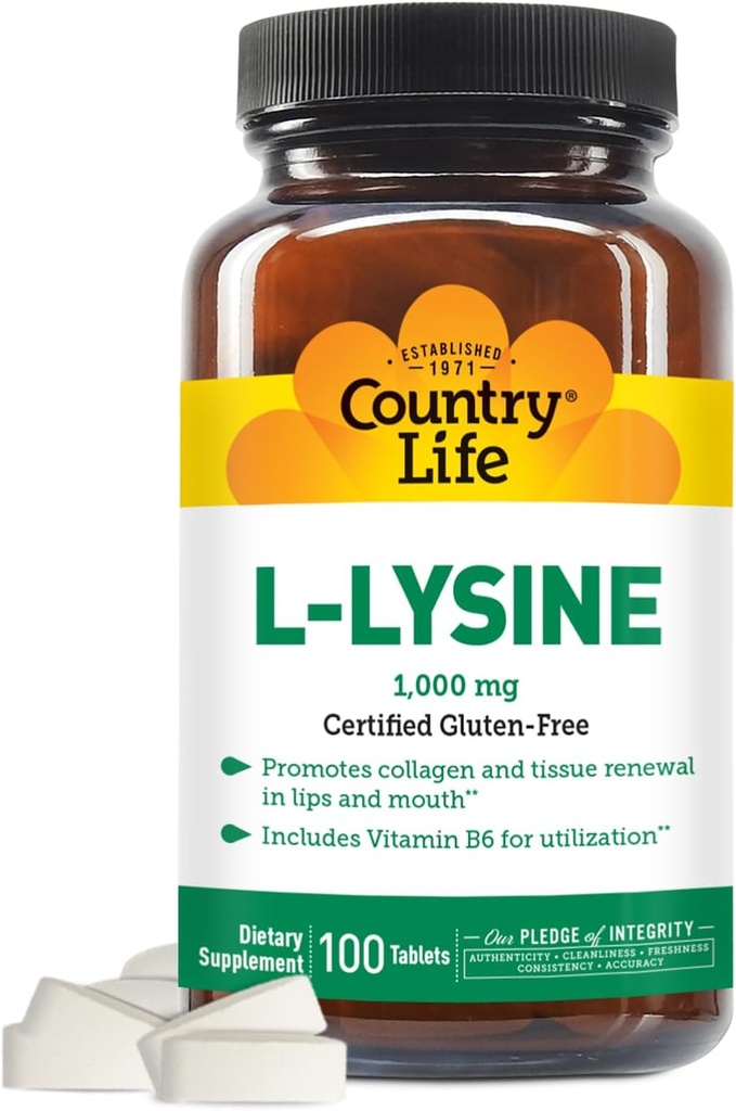 COUNTRY LIFE VITAMINS L-Lysine 1000 Mg with B-6, 2.5 Pounds