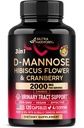 クランベリー&ハイビスカスとD-Mannose 2000mg - 尿路の健康のための臨床的にテストされた強さ - 女性のためのサプリメント - 膀胱、肝臓&マイクロフローラサポート - 米国製 - ビーガン、120カプセル