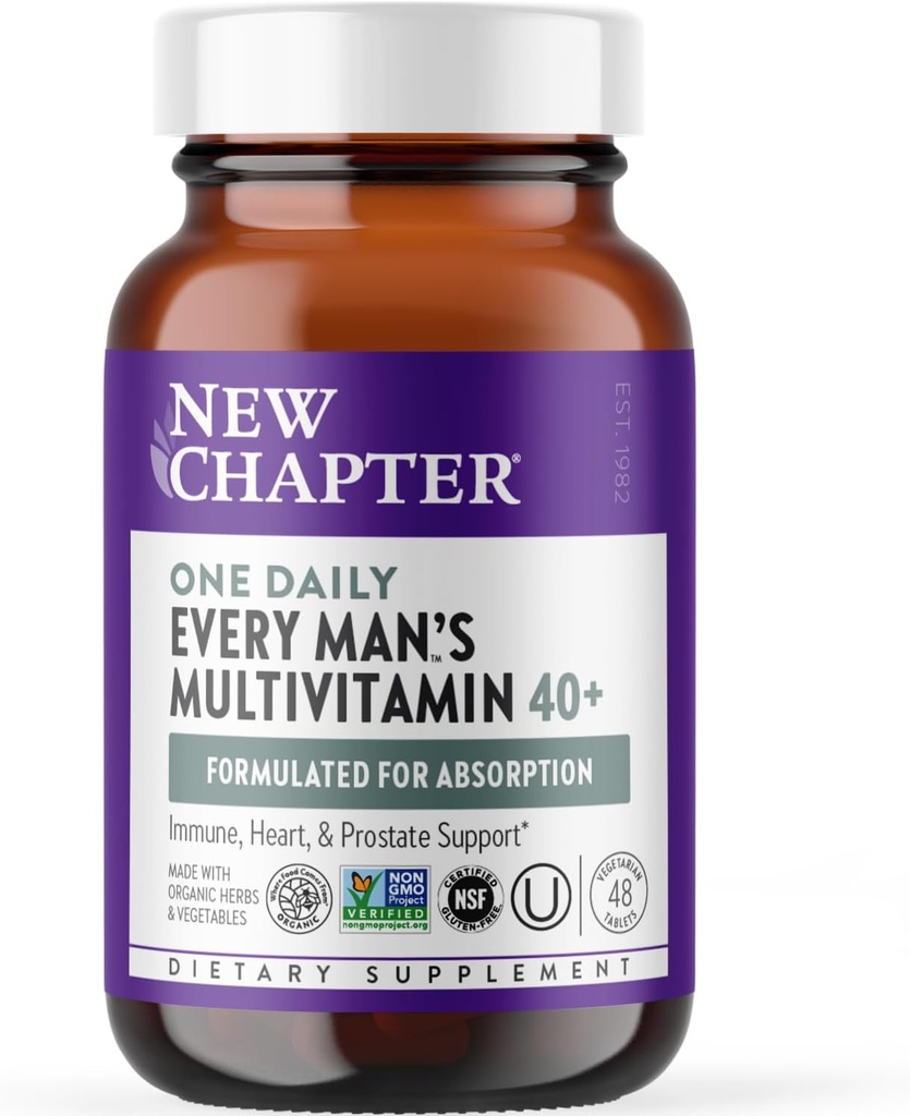 エネルギー、心、前立腺+発酵栄養素の免疫サポートのための新しい章の人のMultivitamin 40プラス - すべての人の1日40 +、有機野菜及びハーブ、非GMO - 48 ct